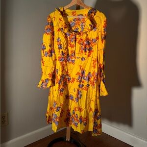 Vintage cotton yellow floral mini sundress